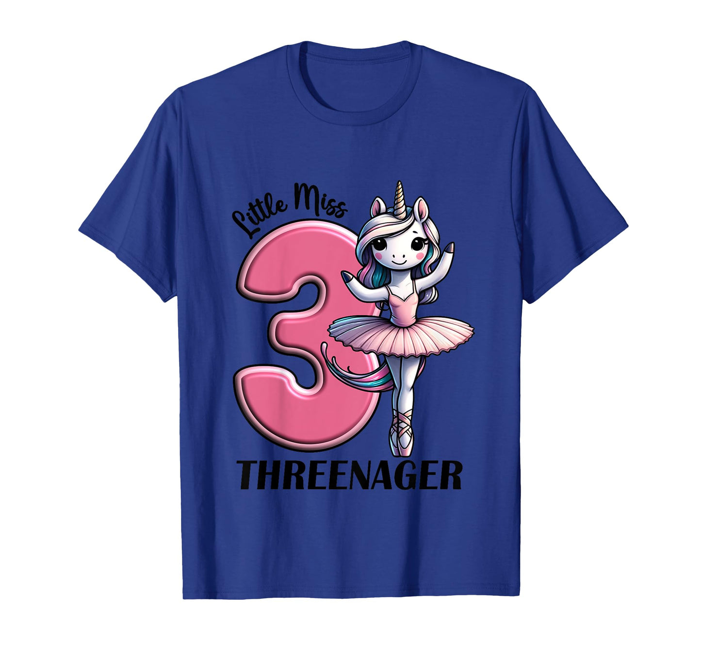 Kids Little Miss Threenager Three 3rd Birthday Girls 3 Years T-Shirt
