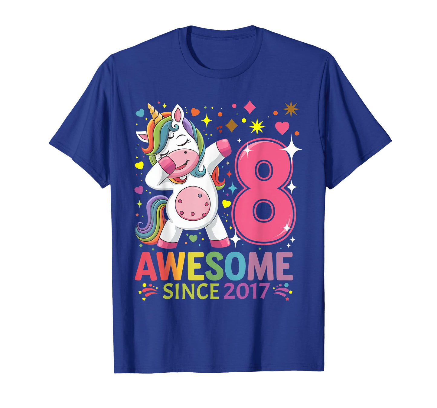 8 Years Old Unicorn Dabbing 8th Birthday Unicorn Party Girls T-Shirt