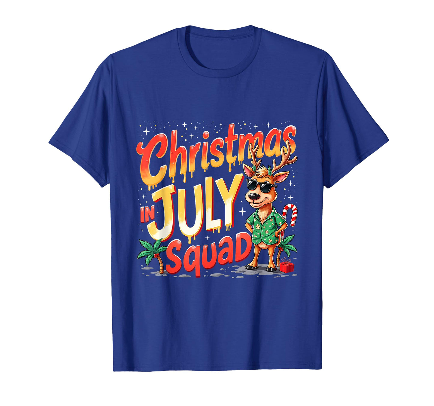 Christmas In July Squad Summer Funny Santa Reindeers T-Shirt