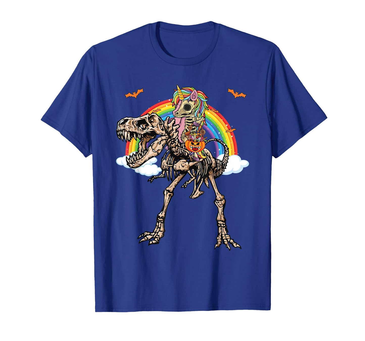 Skeleton Unicorn Riding Dinosaur T Rex Halloween T-Shirt