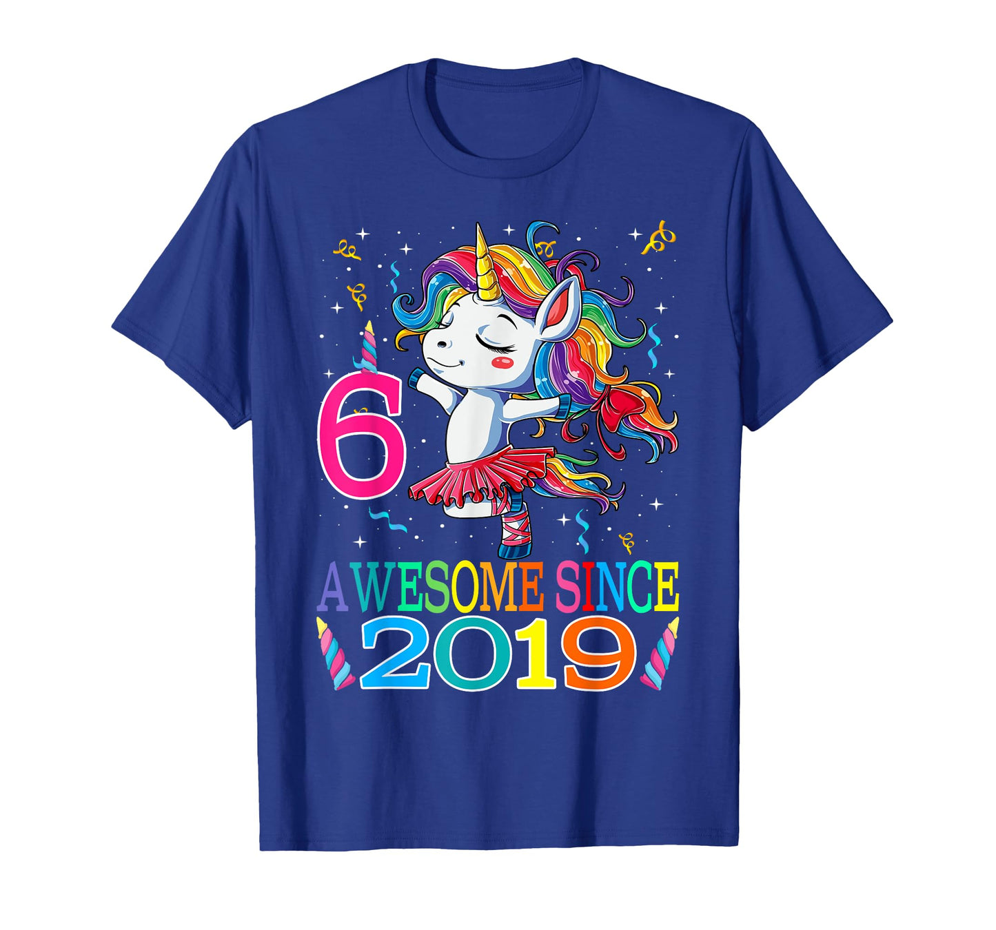 Dancing Unicorn 6 Year Old 6th Birthday Girl Unicorn Party T-Shirt