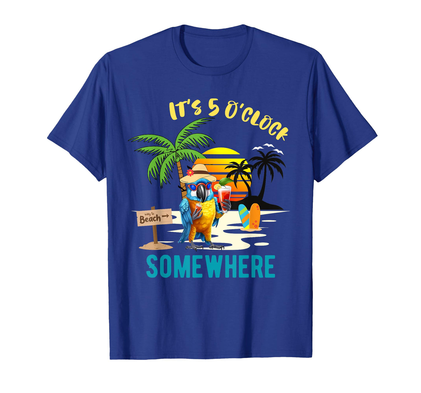 It's 5 O’clock Somewhere Parrot Sunset Drinking T-Shirt