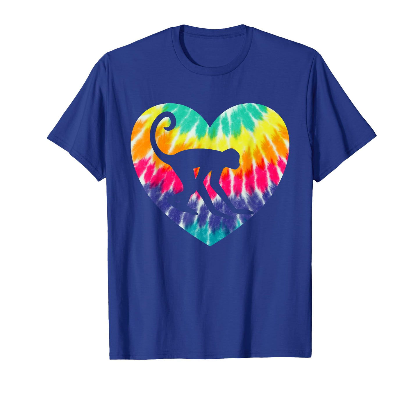 Spider Monkey Heart With Tie dye Print For Monkey Lover T-Shirt