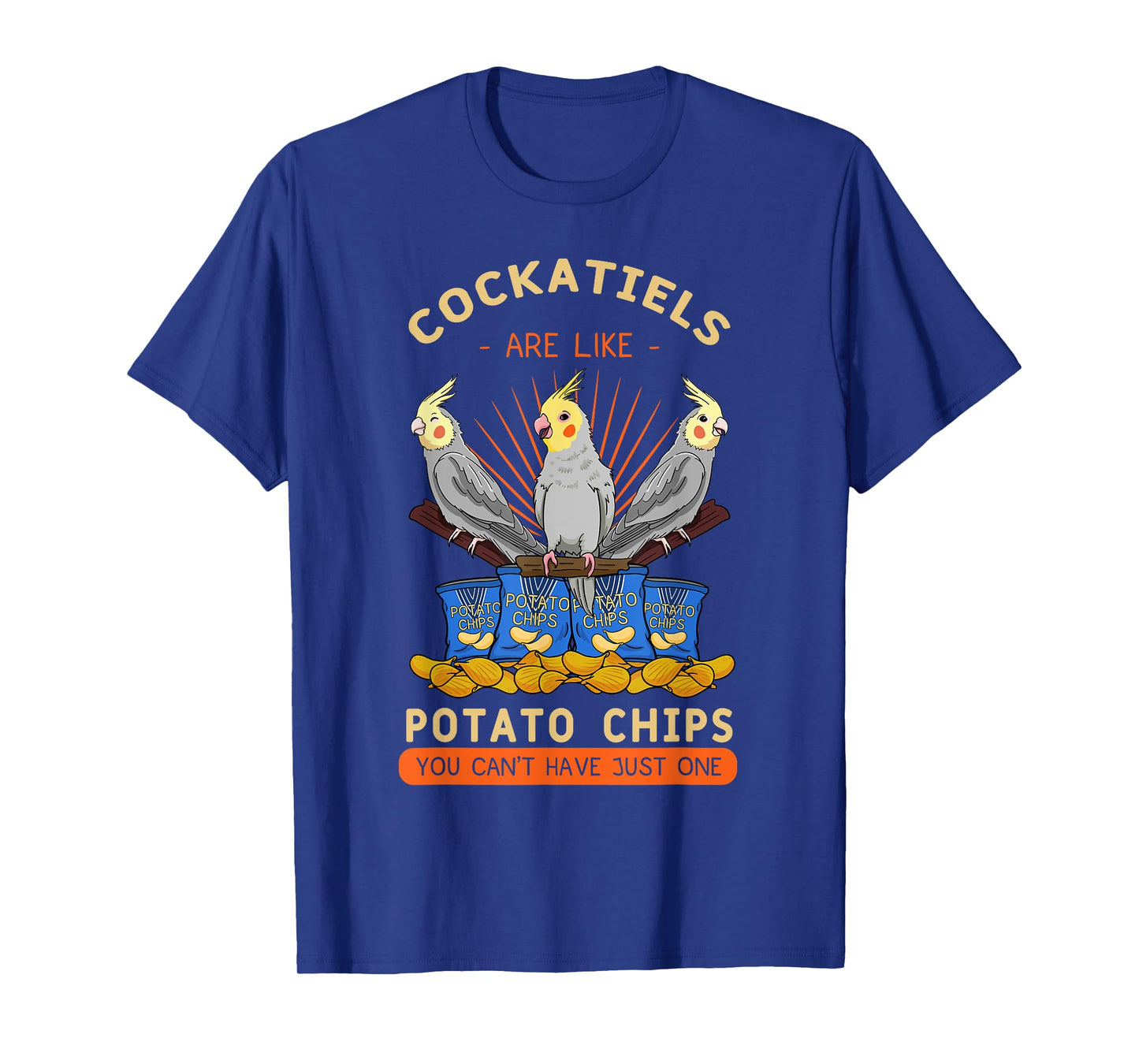 Cockatiel Potato Chips Cockatoo Lutino Parrot Quarrion Tiel T-Shirt, Black, Small
