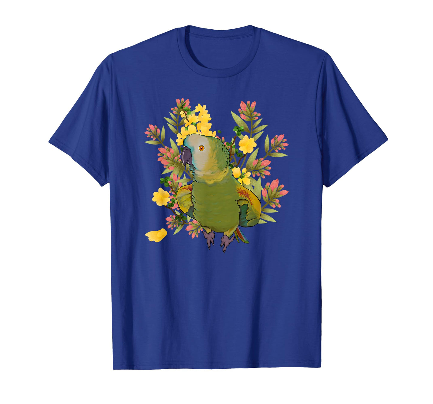 Colorful Floral Playful Blue Fronted Amazon Parrot Lovers T-Shirt