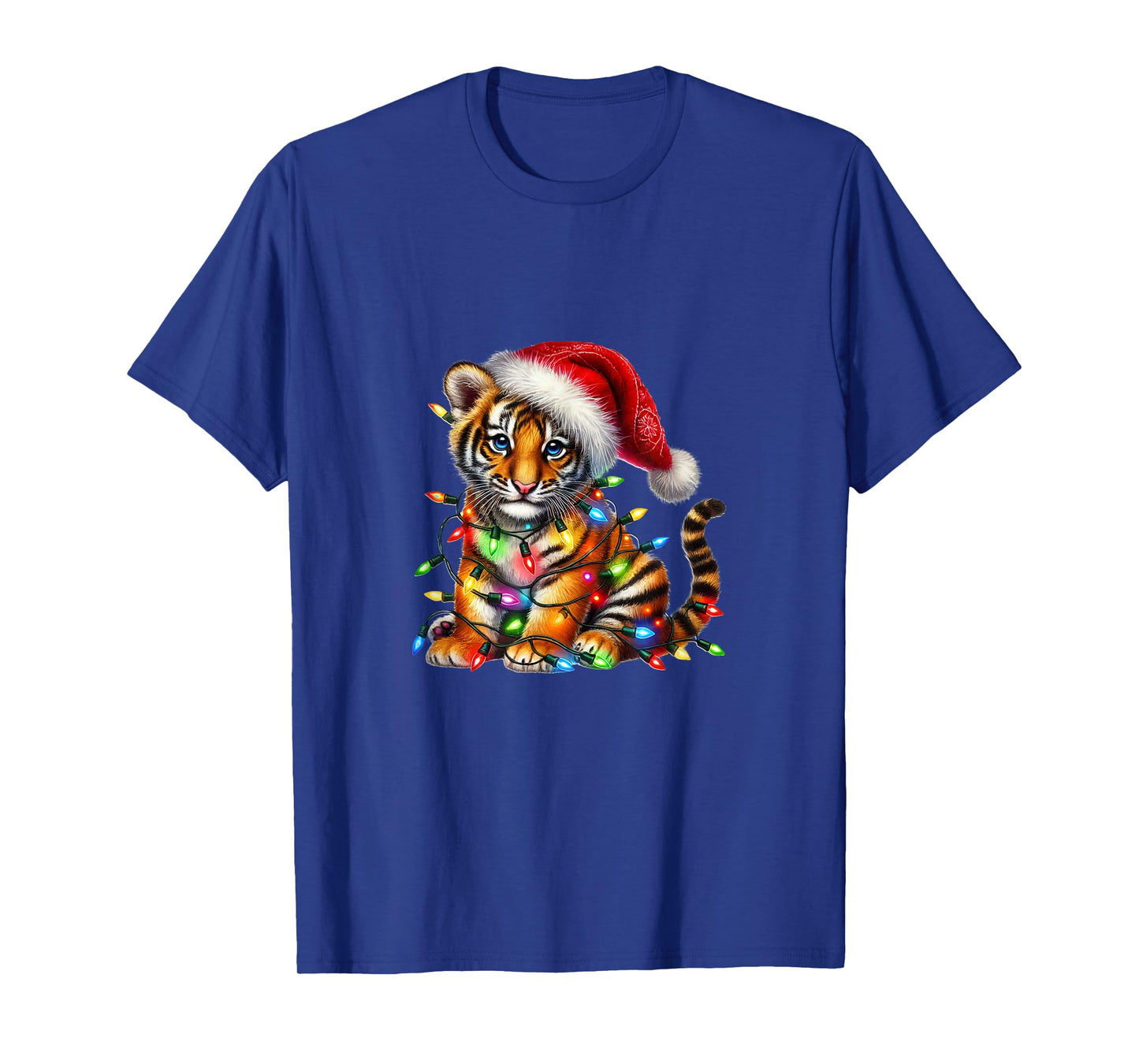 Cute Tiger Christmas Lights Festive Holiday T-Shirt
