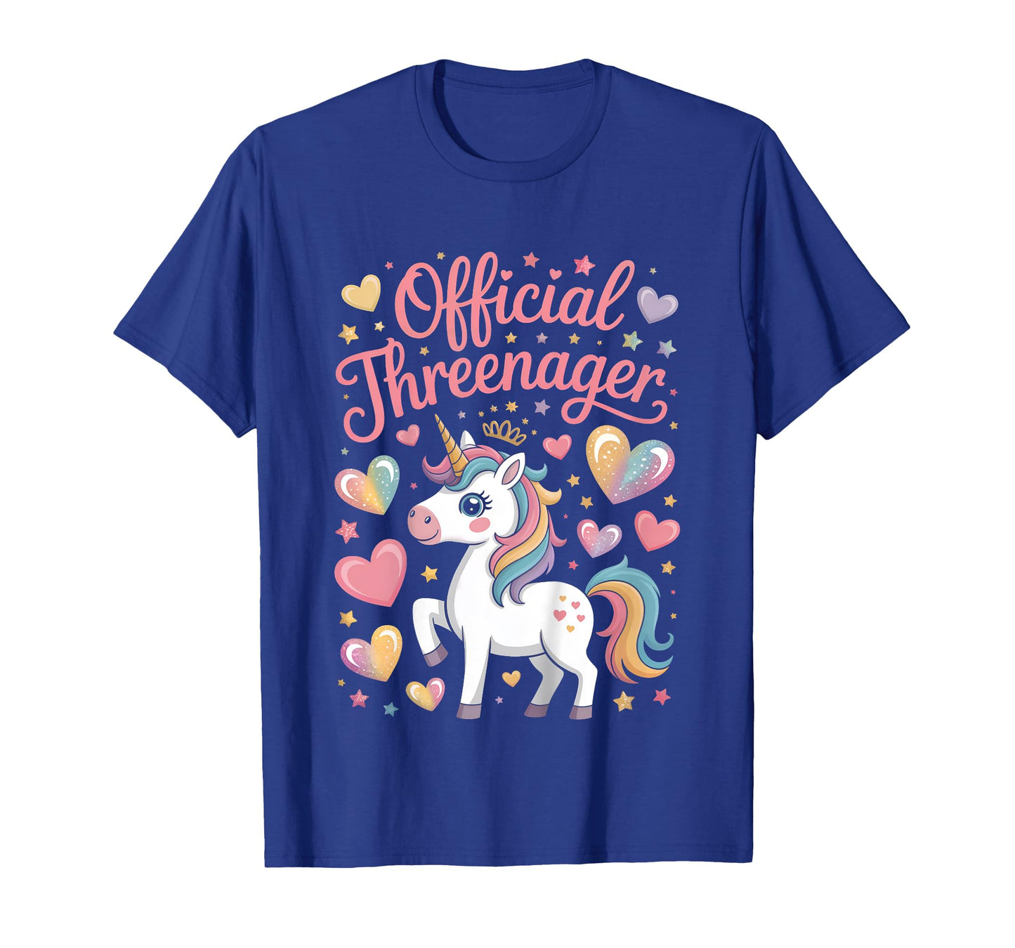 Birthday Girl Three Years Old Unicorn Cute Threenager T-Shirt