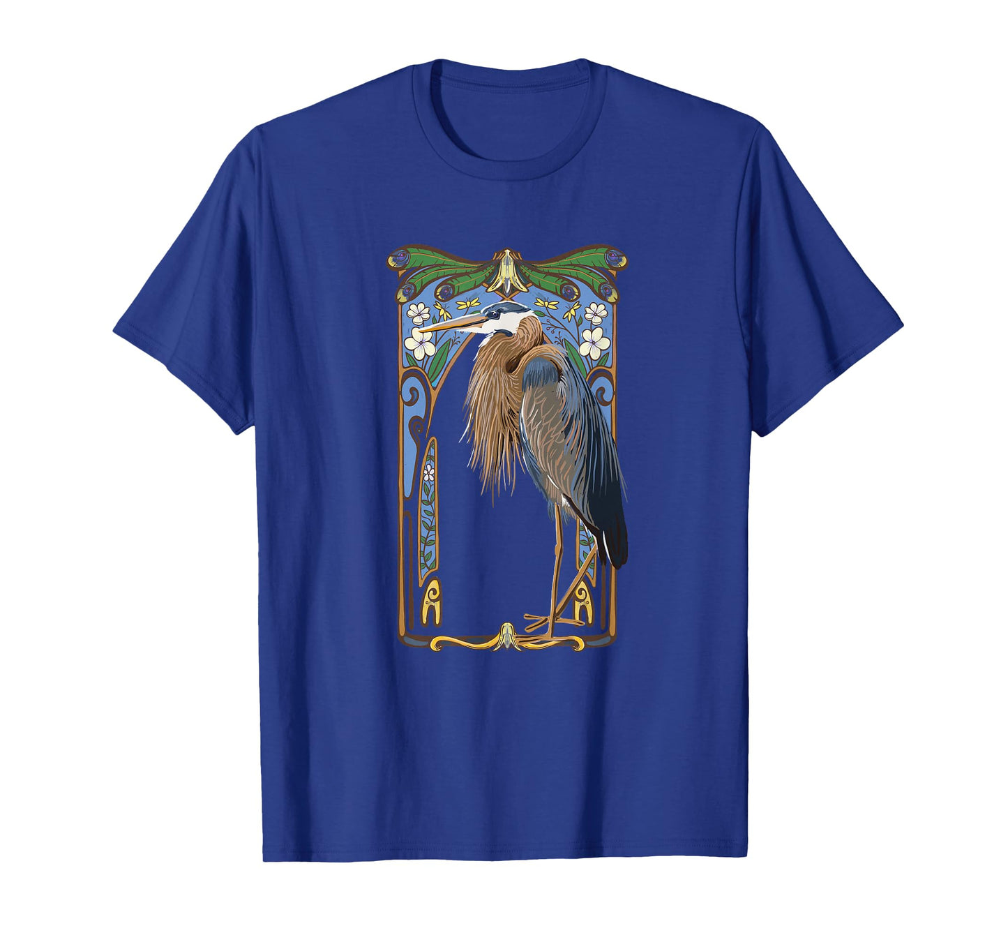 Wild Bird of Women Crane Art Nouveau Illustration T-Shirt