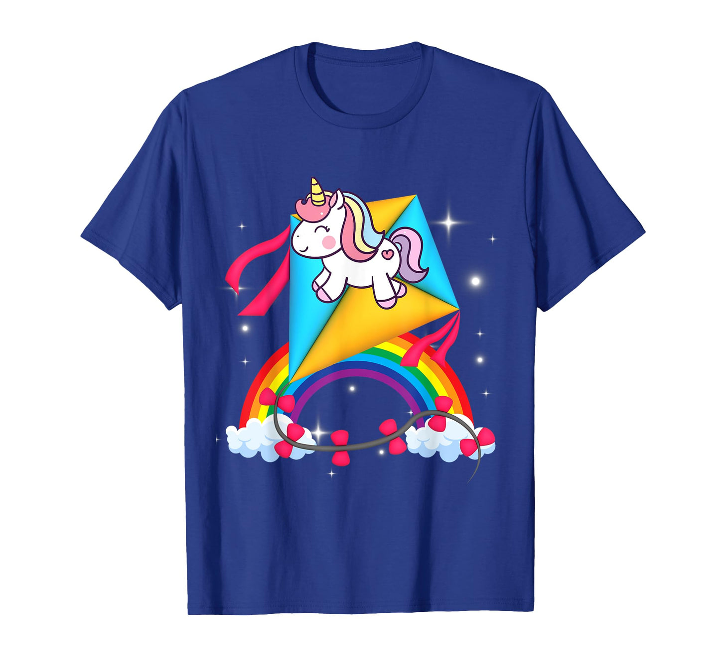 Unicorn Riding Kite Women Men Kids Teens Boys Girls Rainbow T-Shirt