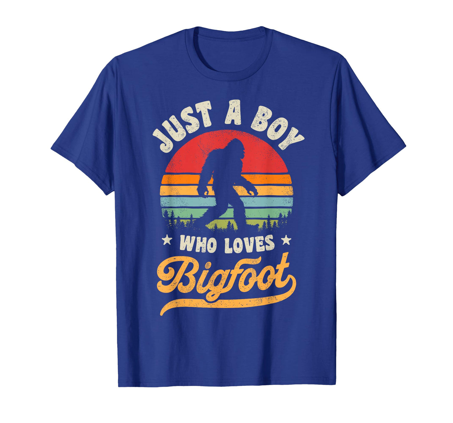 Bigfoot Just A Boy Who Loves Sasquatch Funny Retro Vintage T-Shirt