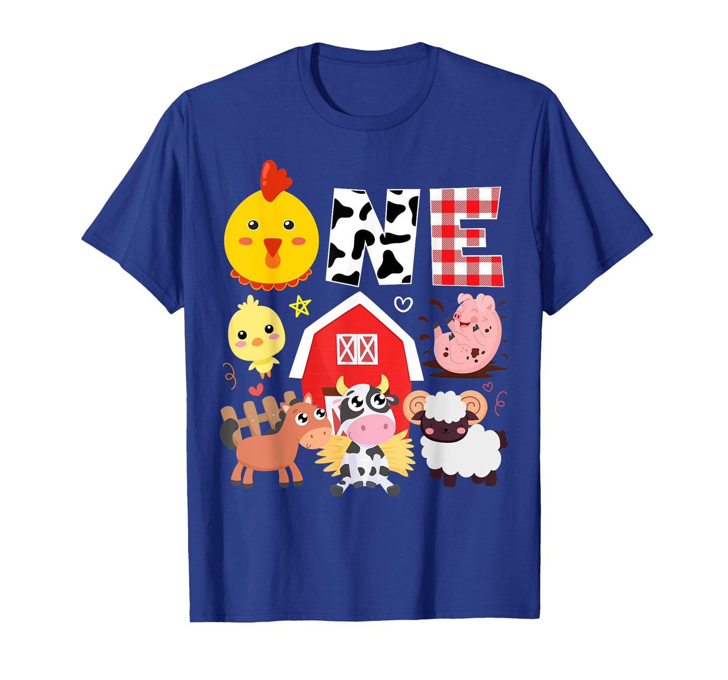 1st Birthday One Year Old Farm Theme Animals Birthday Party T-Shirt