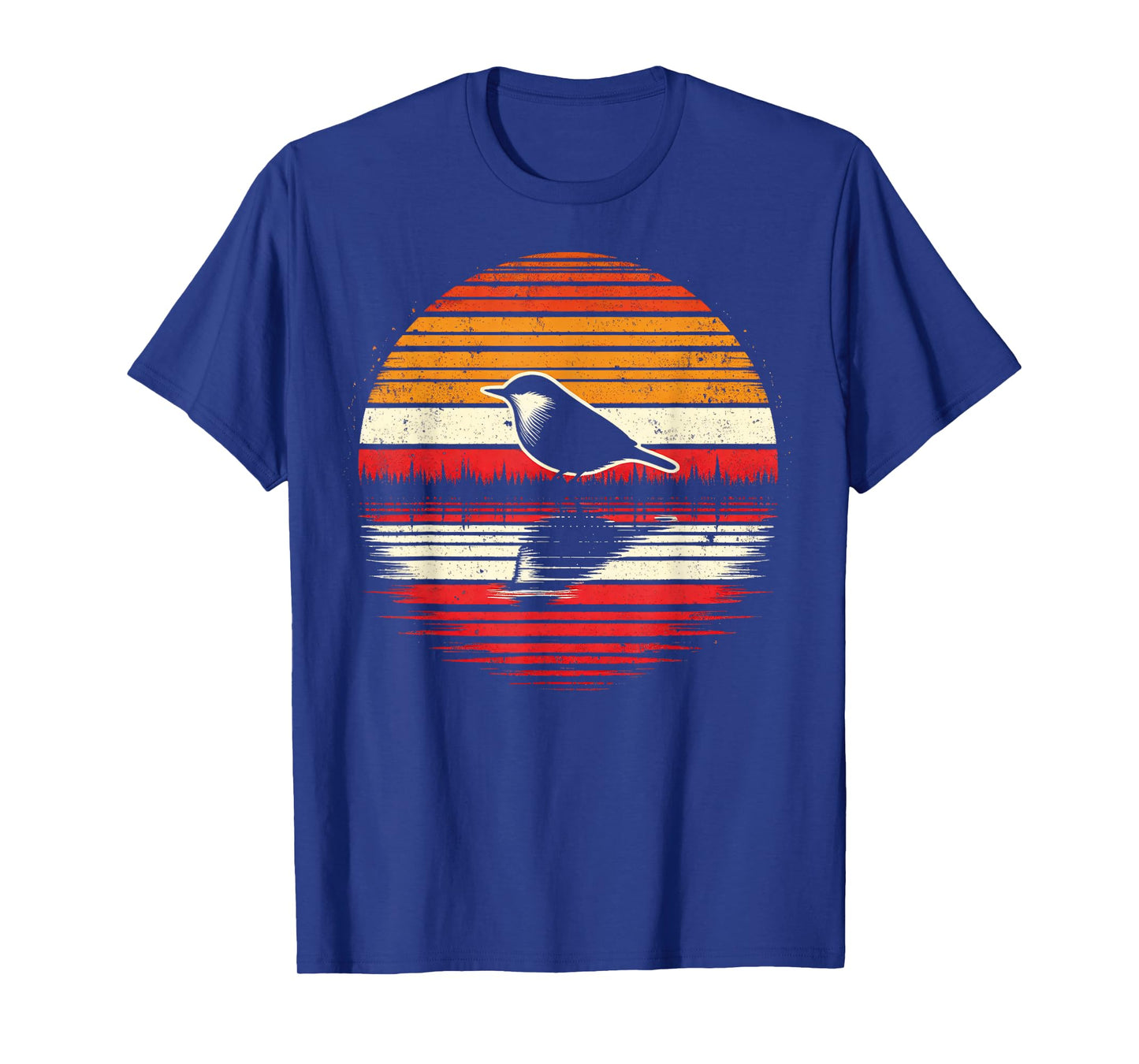Nuthatch Bird Sunset Retro Style Safari Vintage 70s T-Shirt