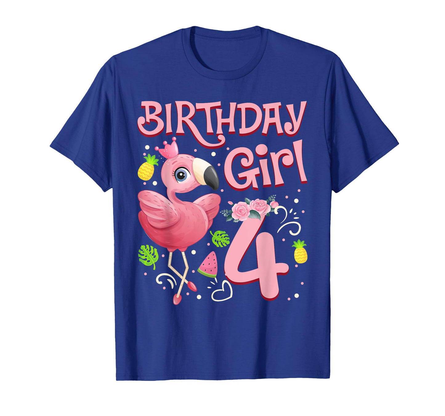4th Birthday Girls Flamingo 4 Years Old Tropical Flamingo T-Shirt