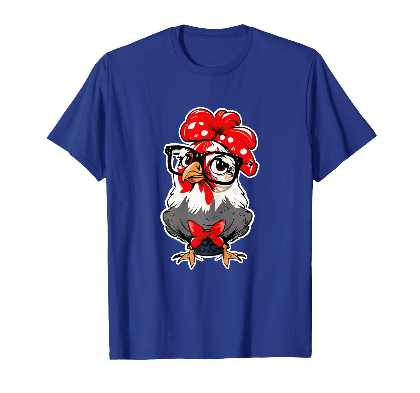 Cute Chicken With Bandana Headband and Glasses Women Girl T-Shirt
