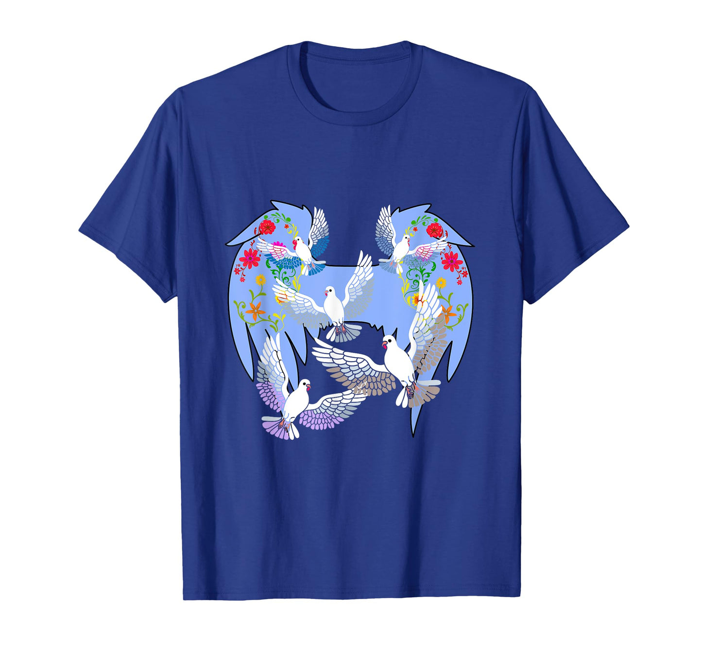 Angel Wings Doves Natural Flowers Peace Doves Peace T-Shirt
