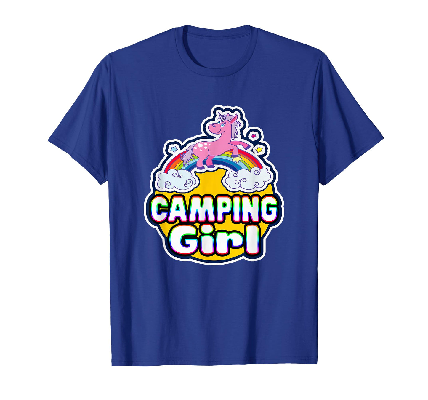 Camping Girl Cute Rainbow Unicorn Party Camper T-Shirt T-Shirt