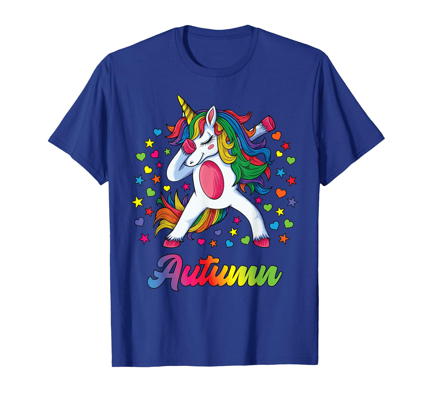 Autumn Dabbing Unicorn Rainbow Personalized Name Custom T-Shirt