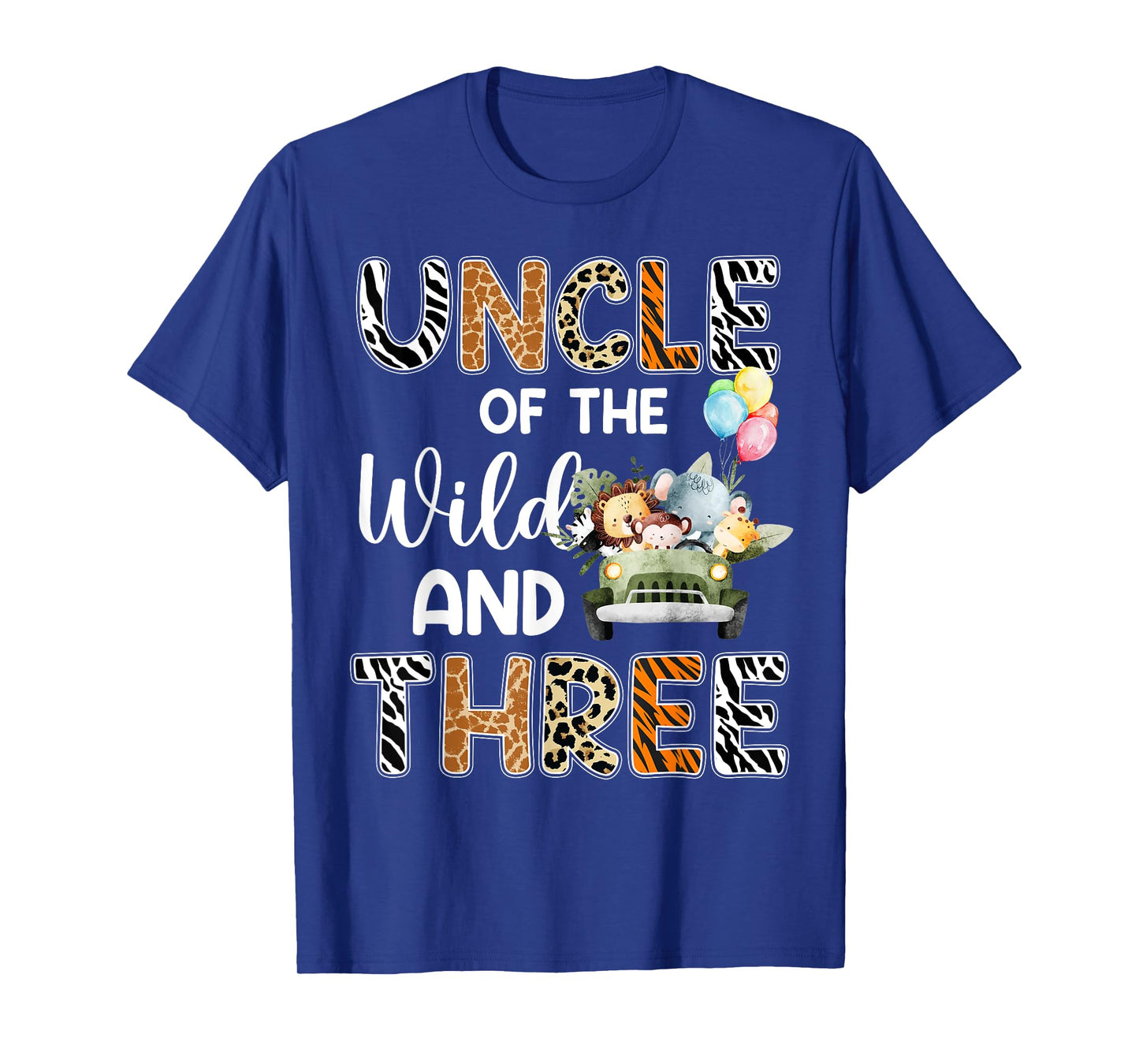 Uncle Of The Wild and Three 3 Birthday Zoo Safari Jungle T-Shirt
