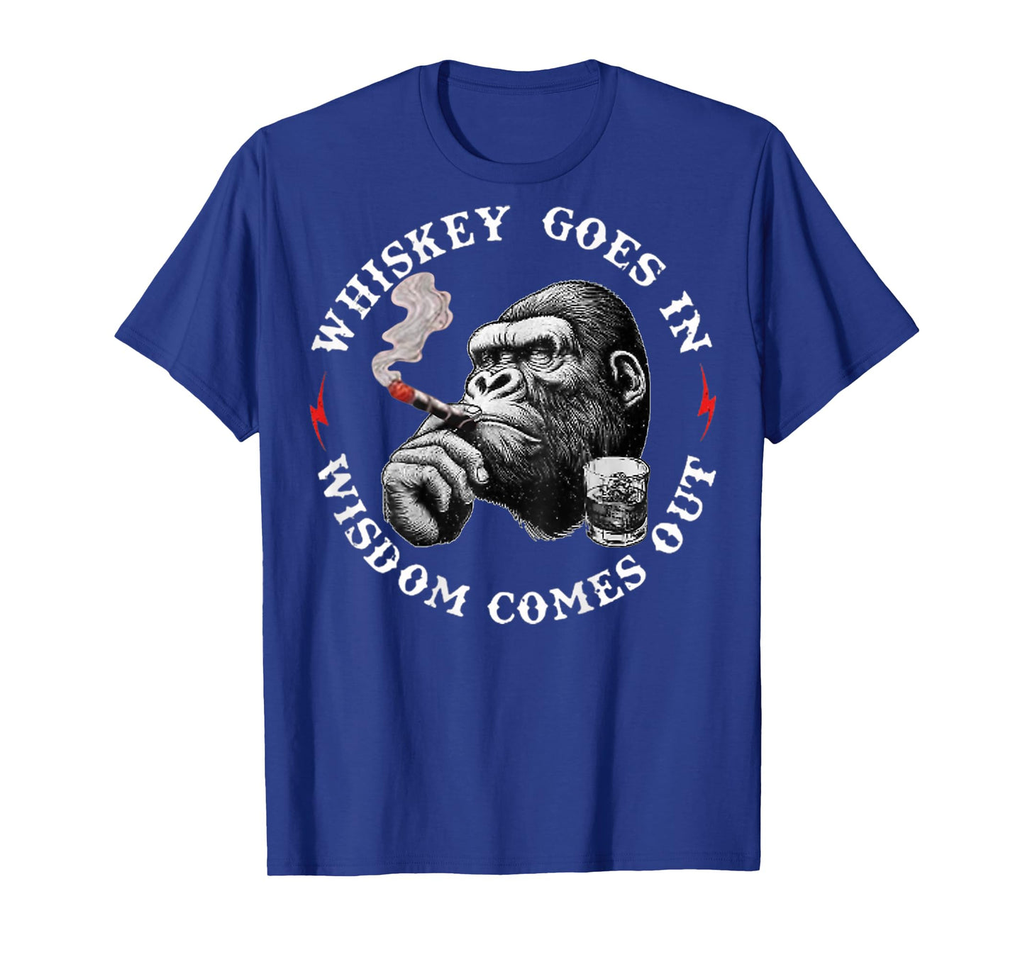 Whiskey Goes In Wisdom Comes Out Funny Monkey T-Shirt