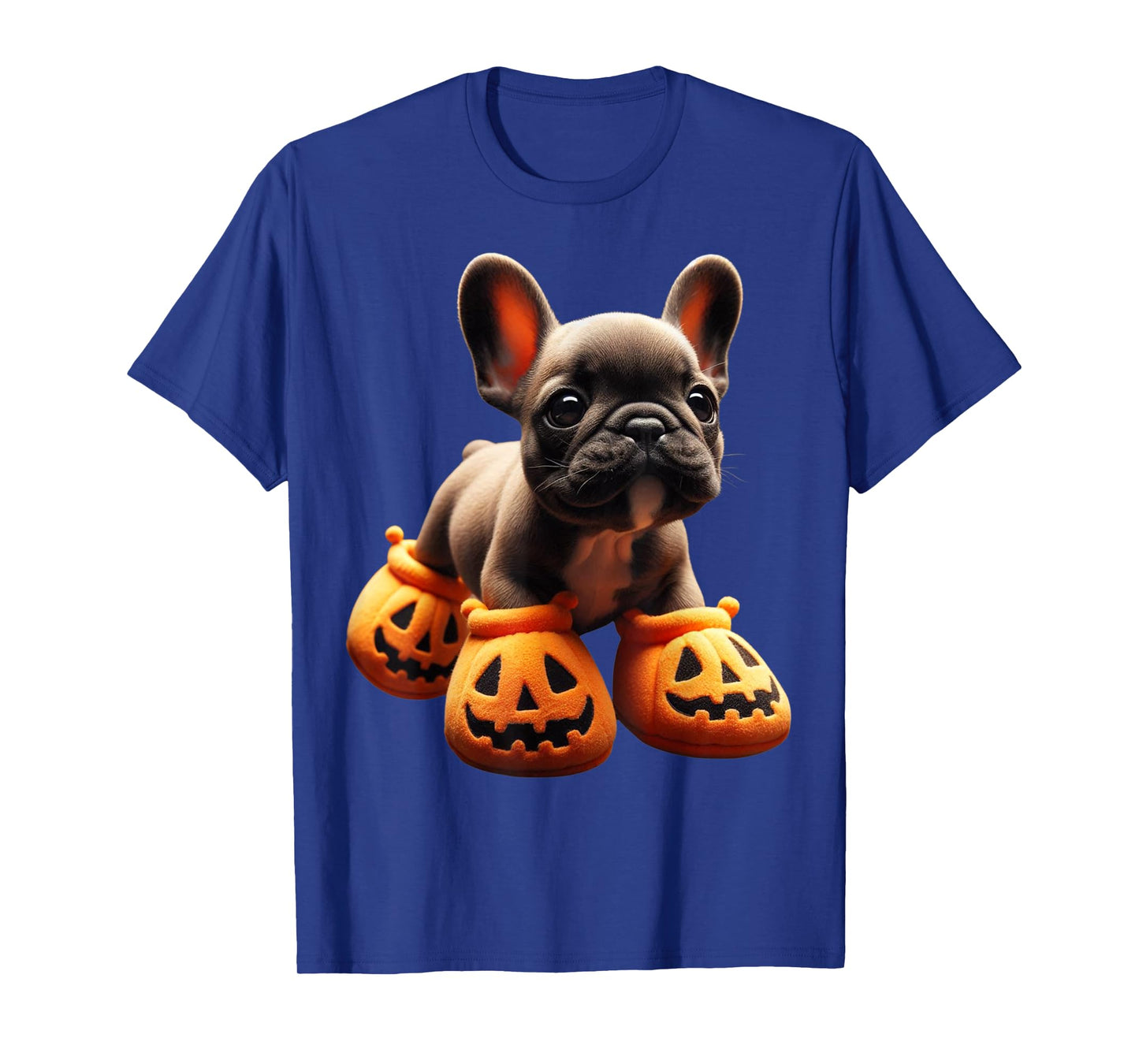French Bulldog Pumpkin Slippers Men Women Kids Halloween T-Shirt