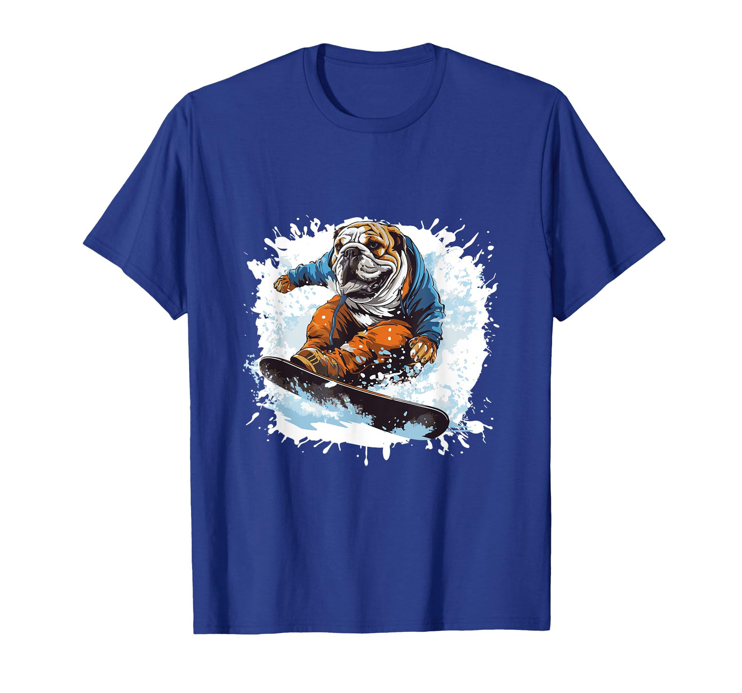 Bulldog Dog On Snowboard Animal Snowboarding T-Shirt for Men Women Girls Kids