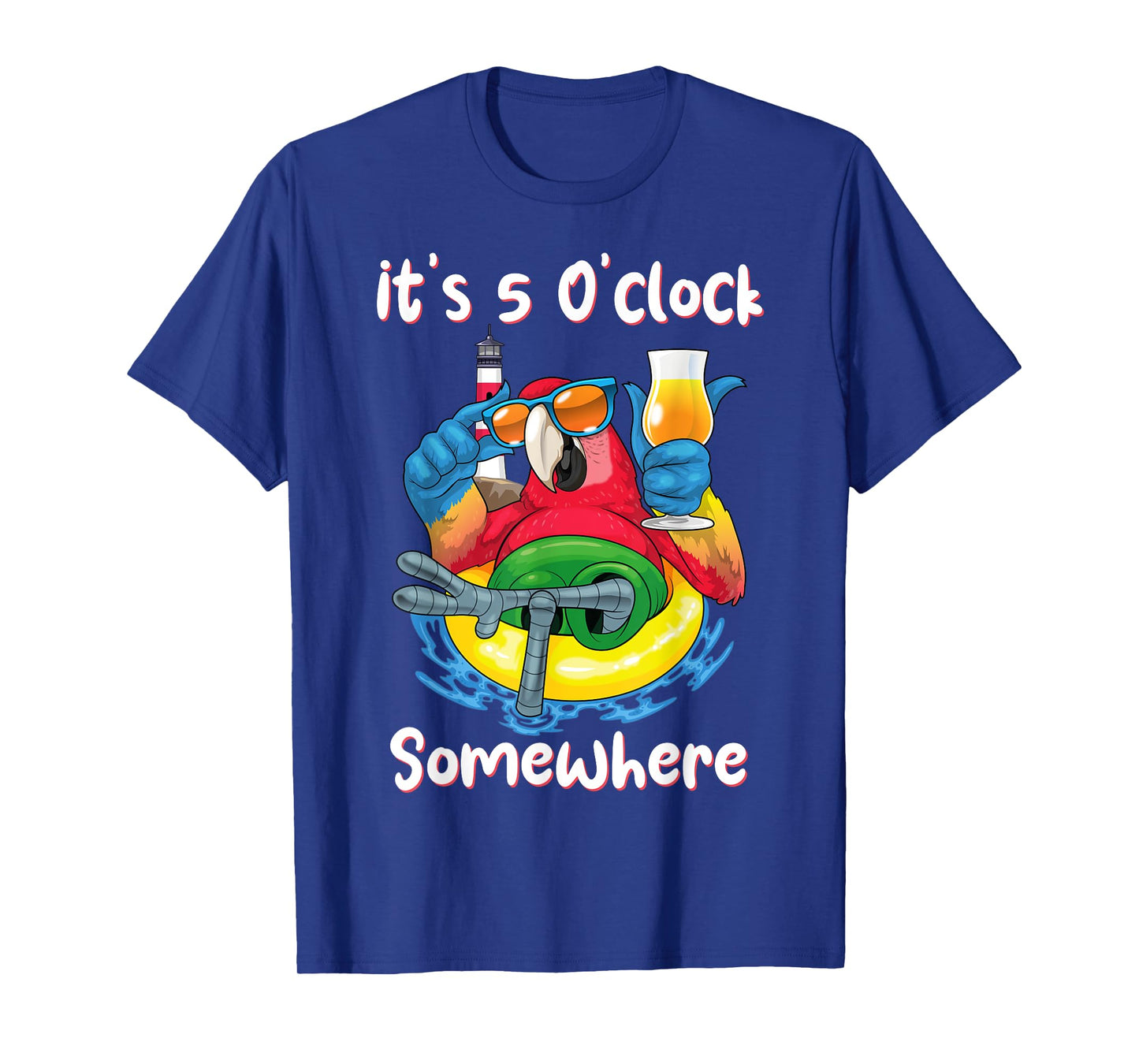 It's 5 O'clock Somewhere Shirt Drinking Parrot Beach Summer T-Shirt