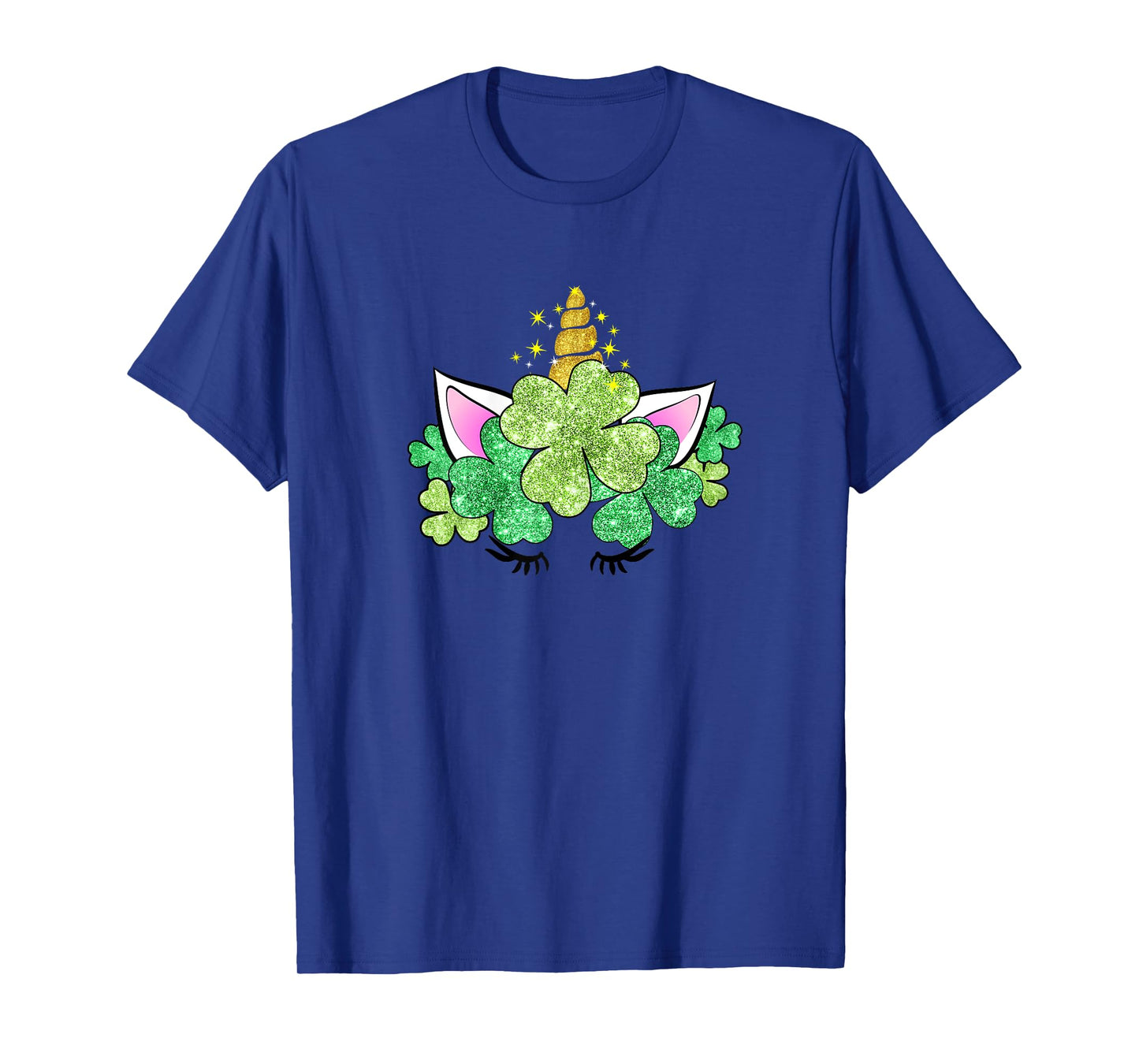 Green Shamrocks Irish Cute Unicorn Girls St Patrick's Day T-Shirt