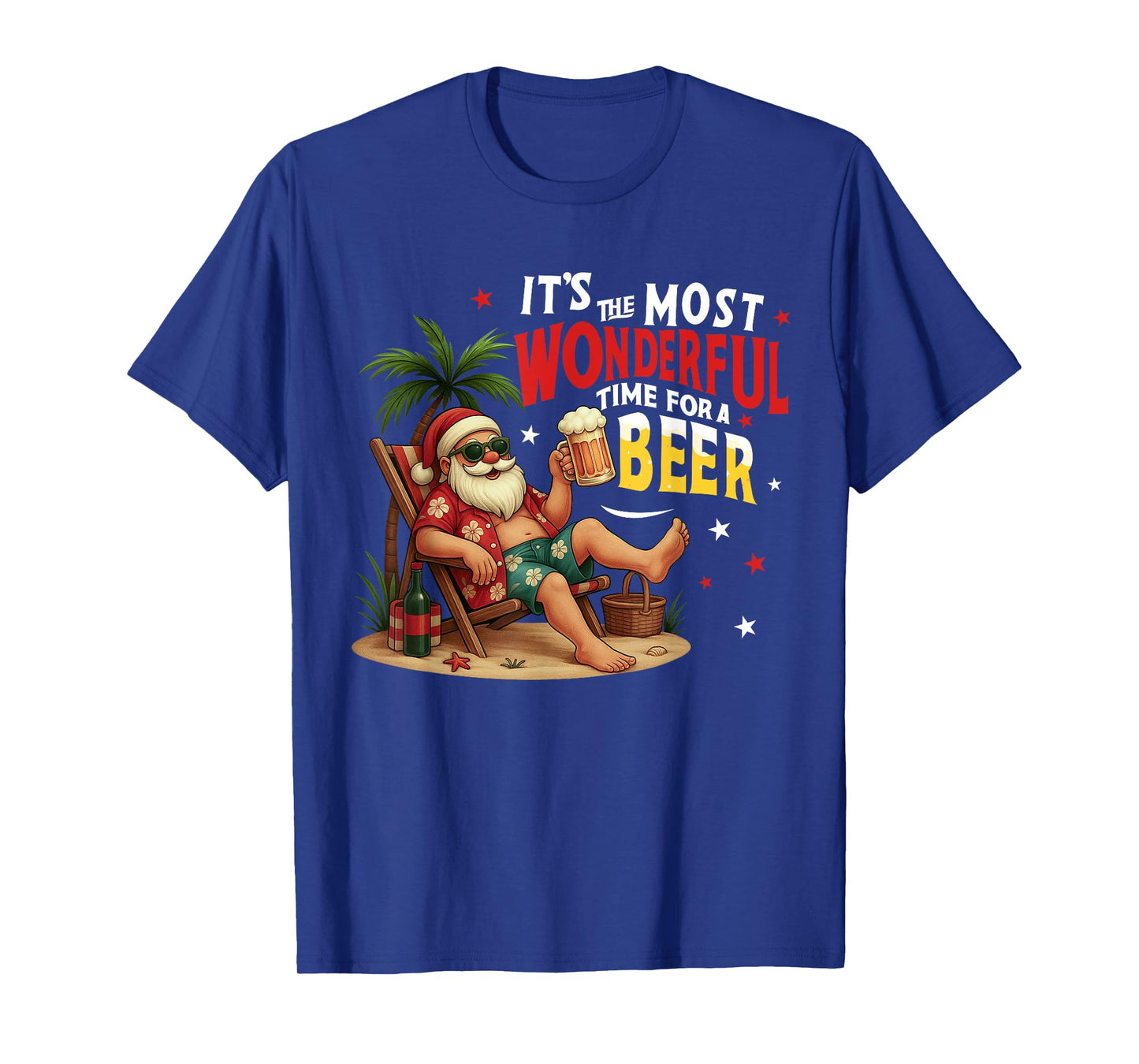 It's The Most Wonderful Time for a Beer Funny Santa Summer T-Shirt
