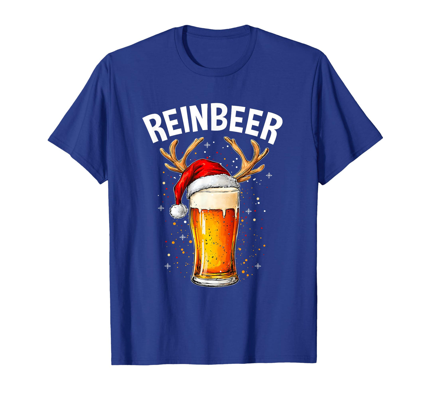 Reinbeer Winedeer Santa Hat Reindeer Couple Xmas Matching T-Shirt