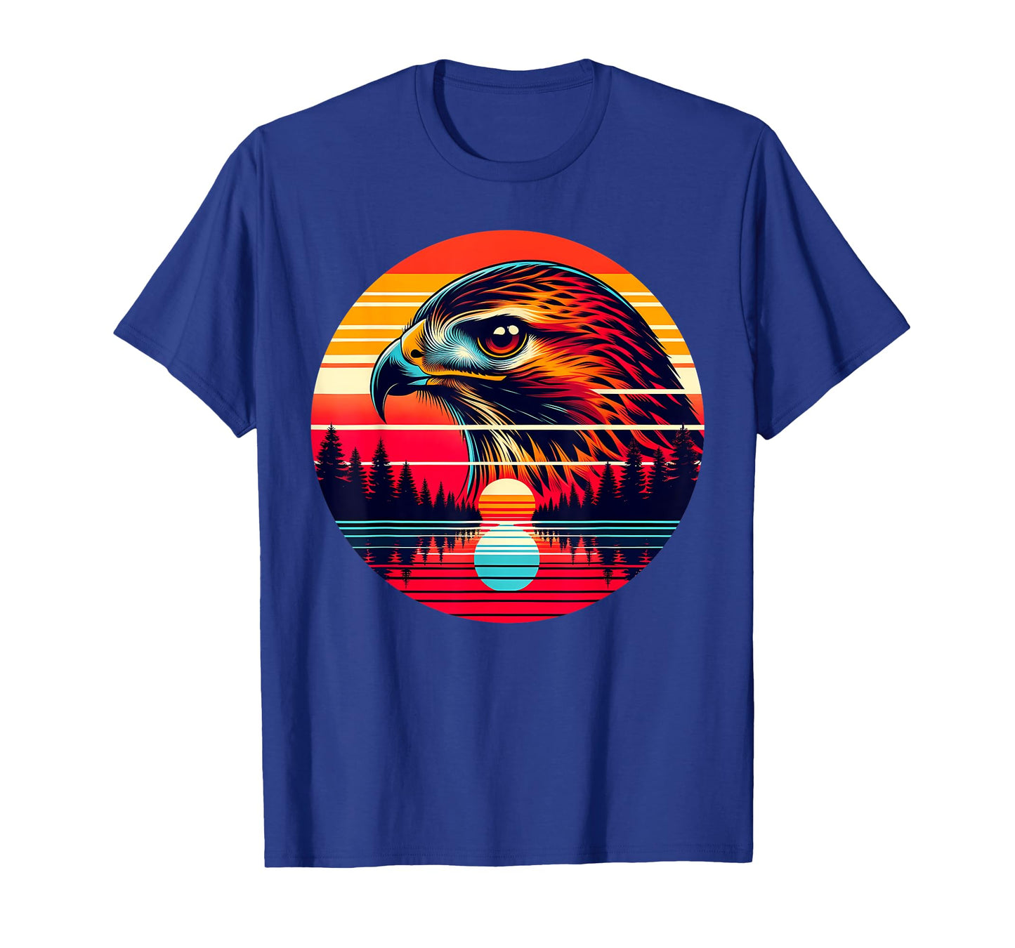 Red-tailed Hawk Bird Sunset Retro Style Safari Vintage 70s T-Shirt