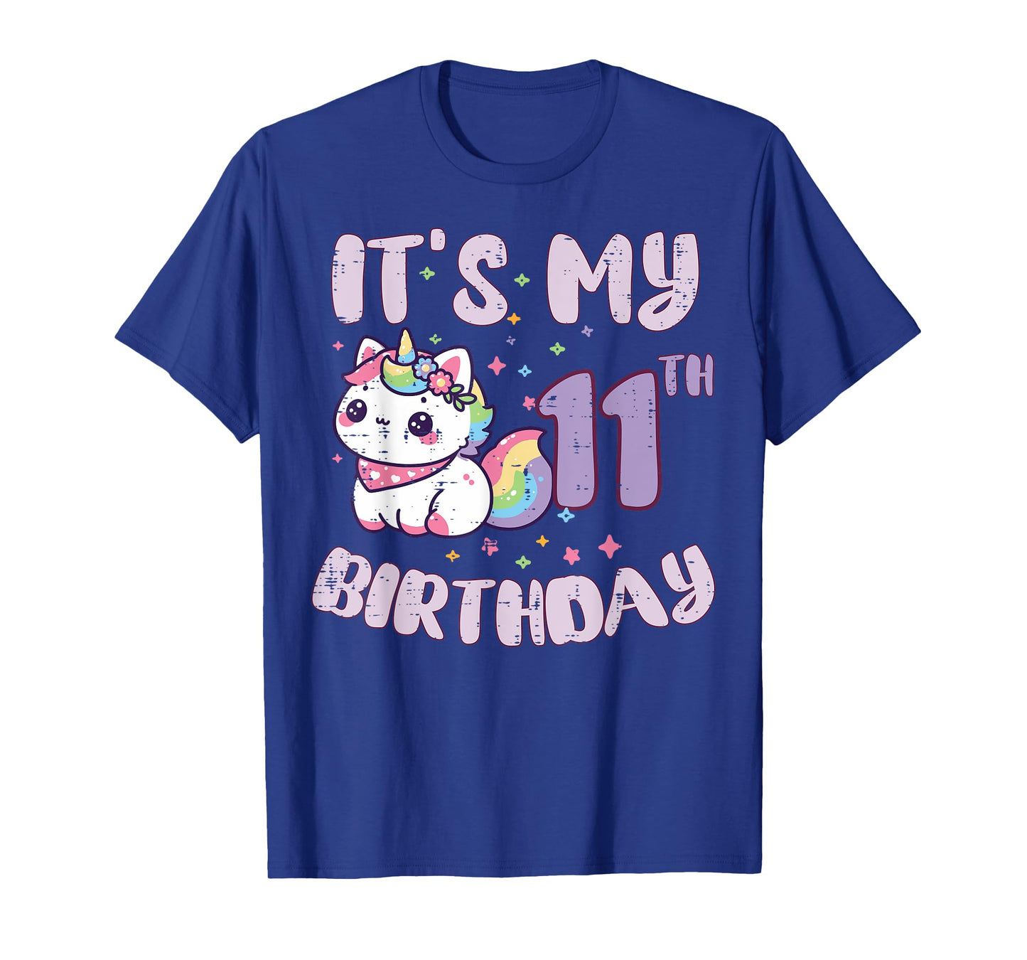 Its My 11th Birthday Unicorn Cat 11 Year Old Bday Girls Kids T-Shirt