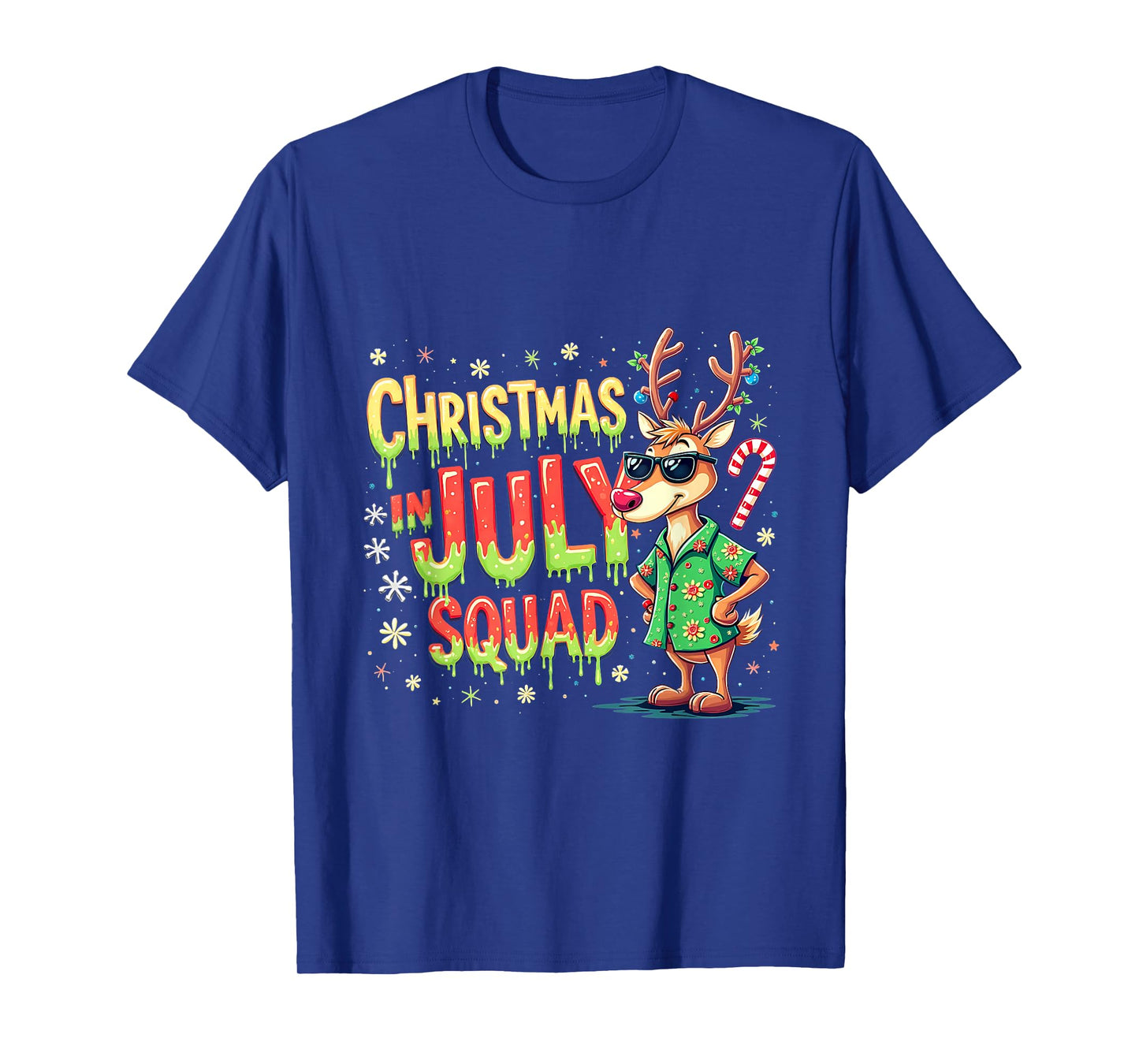 Funny Santa Reindeers Christmas In July Squad Summer T-Shirt