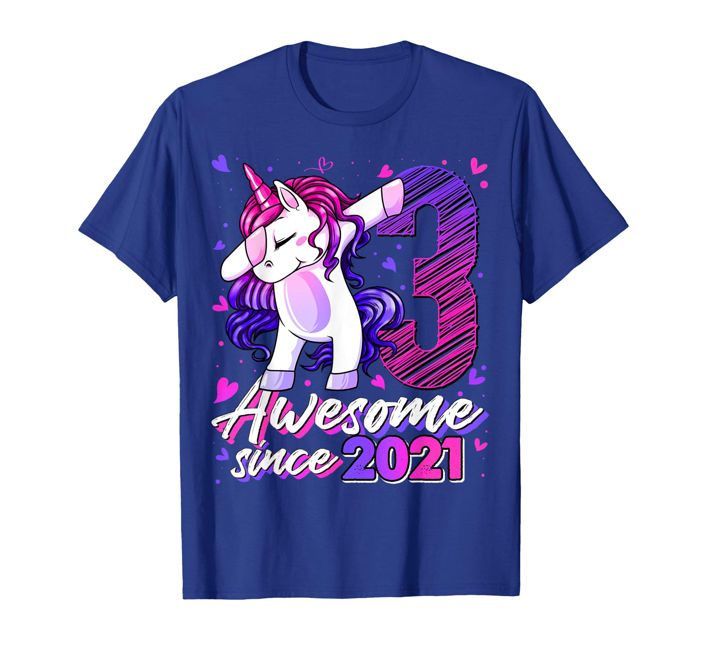 3 Years Old Flossing Unicorn Gifts 3rd Birthday Girl Party T-Shirt