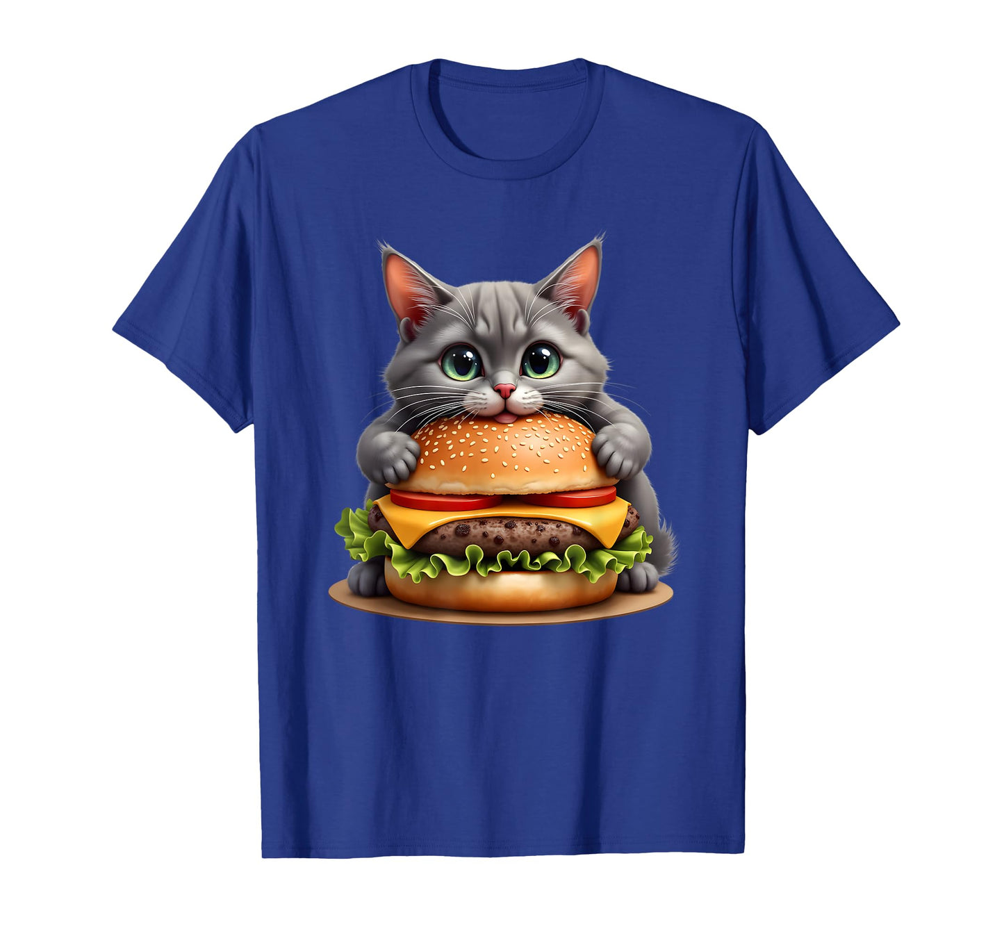 Funny Fast Food Cat Burger Lover Cute Cats Cheeseburger T-Shirt for Men Women Kids