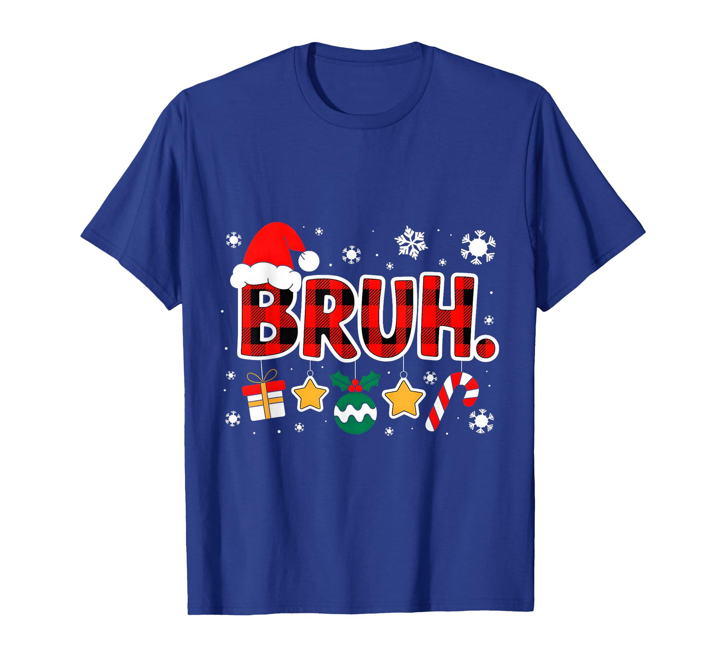 Bruh Funny Christmas Red Plaid Teens Boys Kids Xmas Pajamas T-Shirt