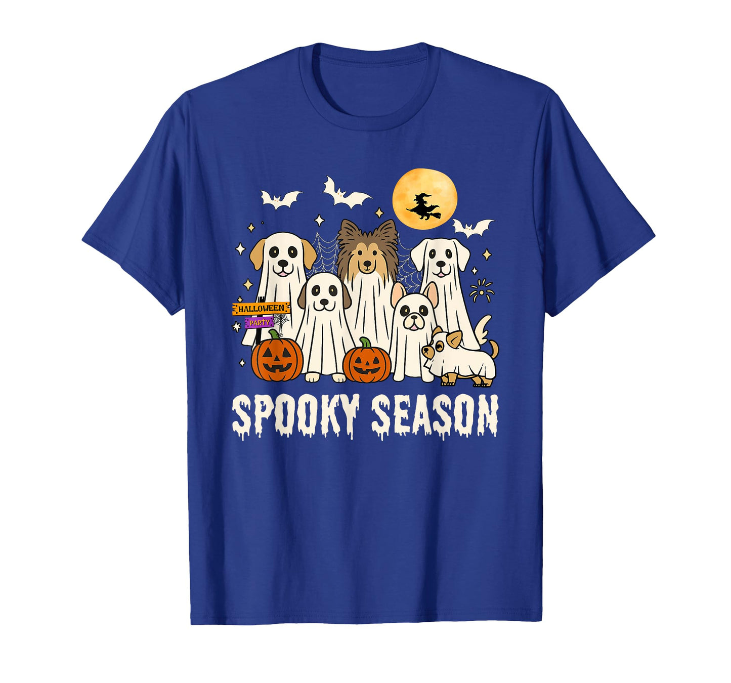 Dogs Ghosts Cute Dogs Dressed As Ghost Funny Halloween Dog T-Shirt