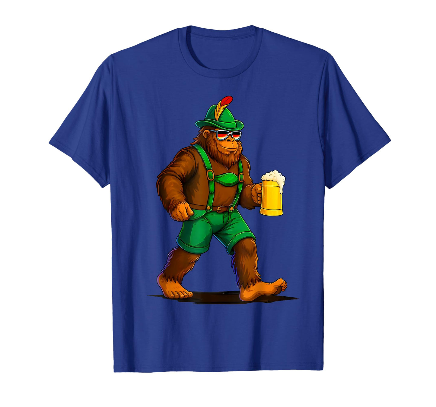 Oktoberfest Funny German Bigfoot Lederhosen Beer Men Costume T-Shirt