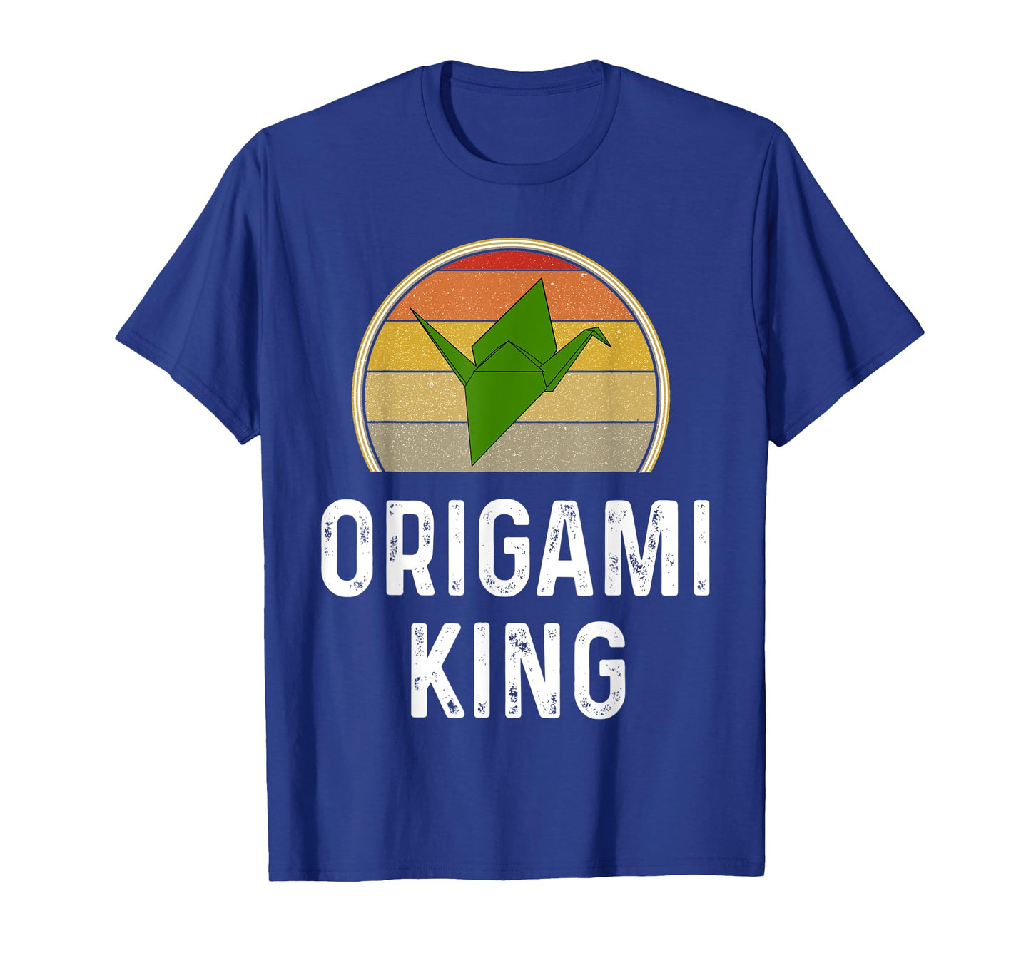 Funny Origami King Folded Paper Bird Crane Retro Sunset T-Shirt