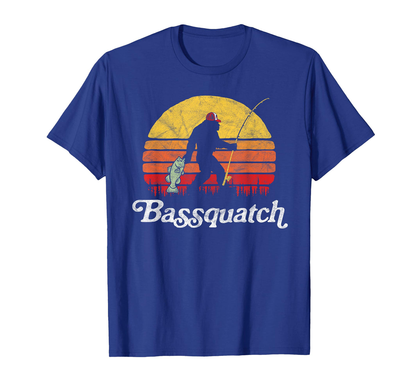 Bigfoot UFO Believer 2001 Tees Bassquatch! Funny Bigfoot Fishing Unisex Adults Kids Retro T-Shirt Black Medium