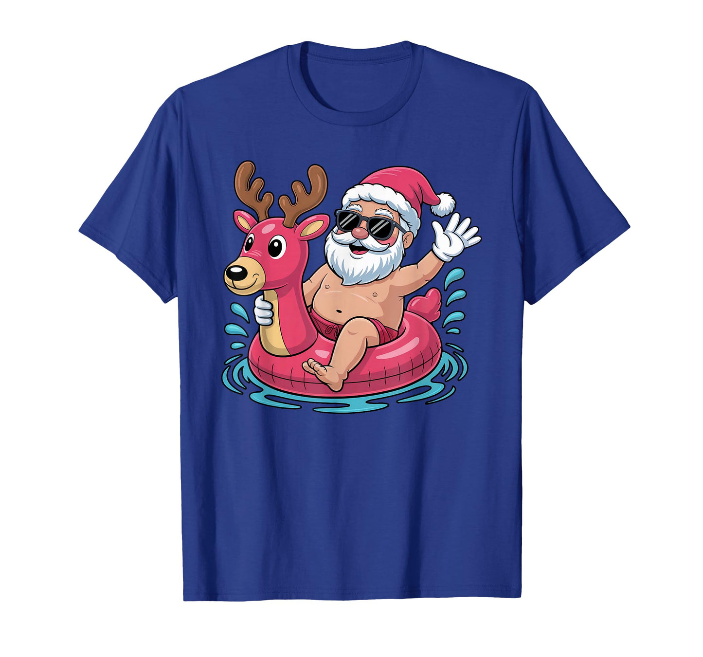 Santa Swimming At Pool Christmas in Summer July Beach Party T-Shirt