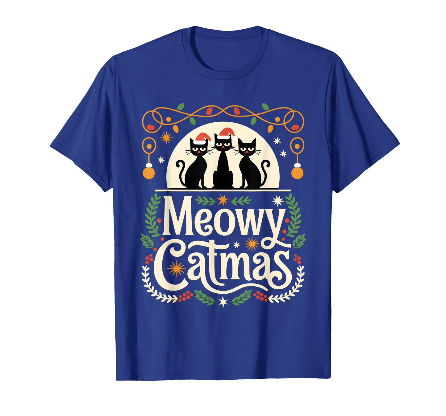Cute Cat Christmas Xmas black cats Christmas Meowy Catmas Men Women Kids T-Shirt