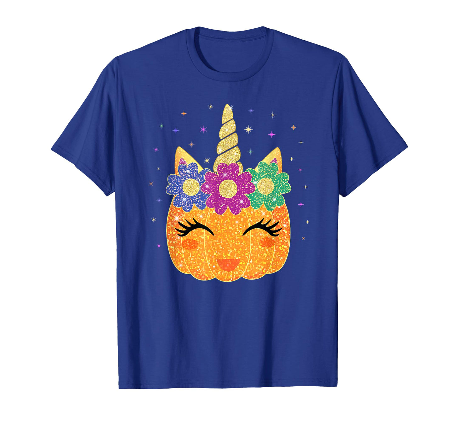Unicorn Pumpkin Halloween Thanksgiving Girls Kids T-Shirt