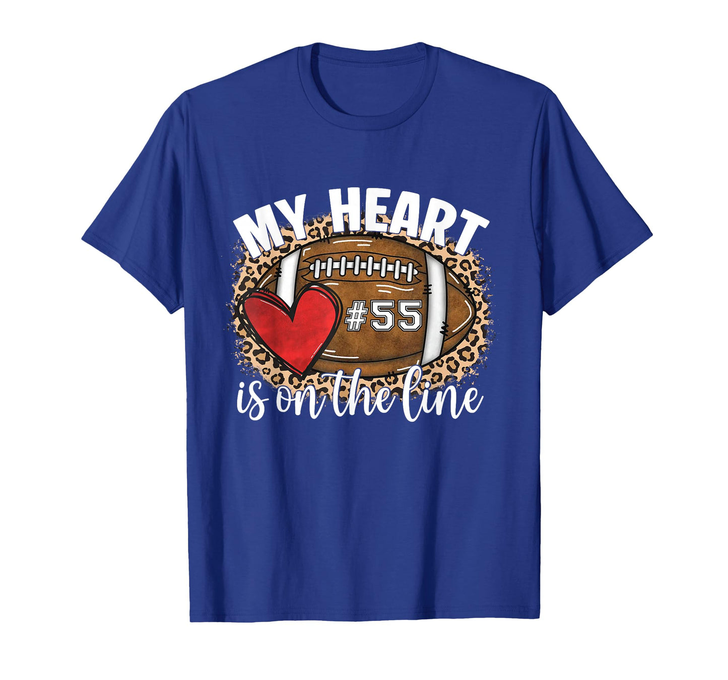 Game Day My Heart is On The Line Jersey Number 55 Football T-Shirt