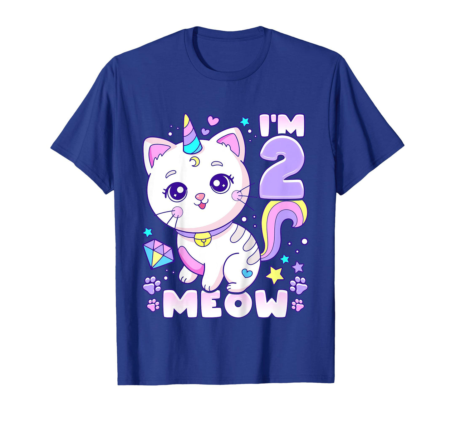 Birthday girl 2 years old, cat, unicorn, 2nd birthday T-Shirt