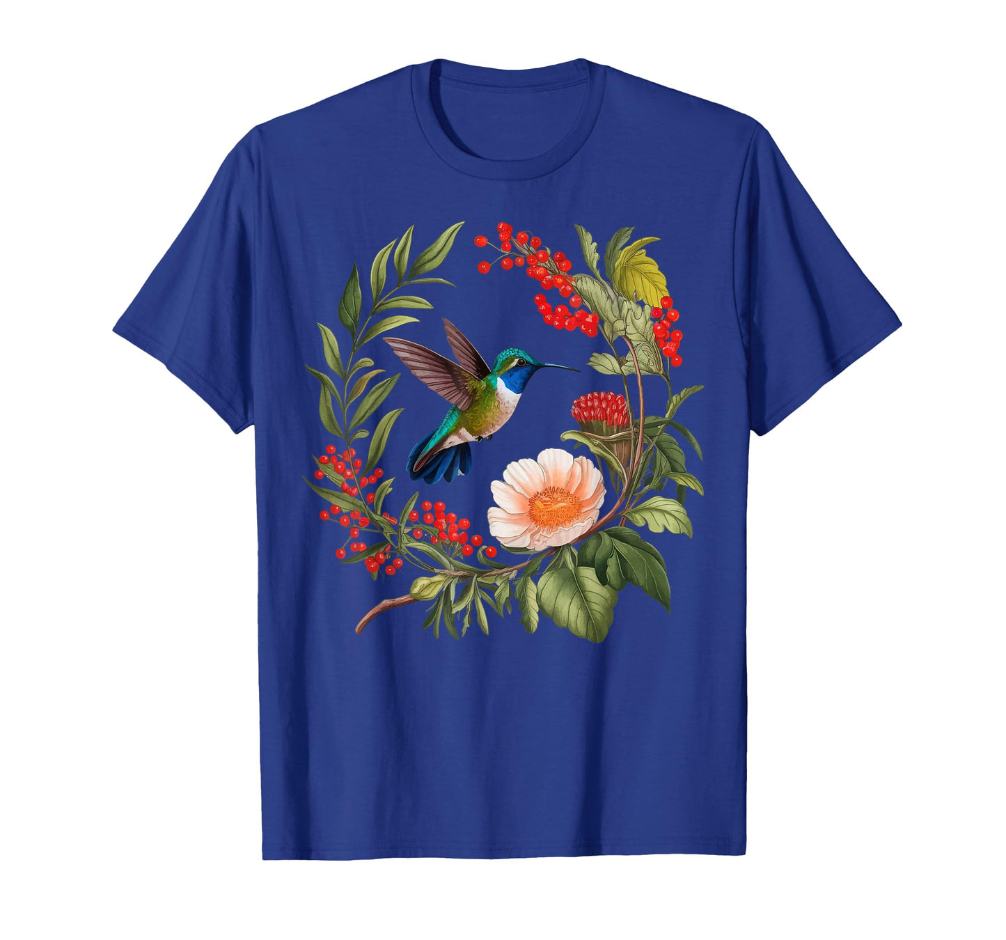 Hummingbird Floral Flower Botanist Hummingbird T-Shirt