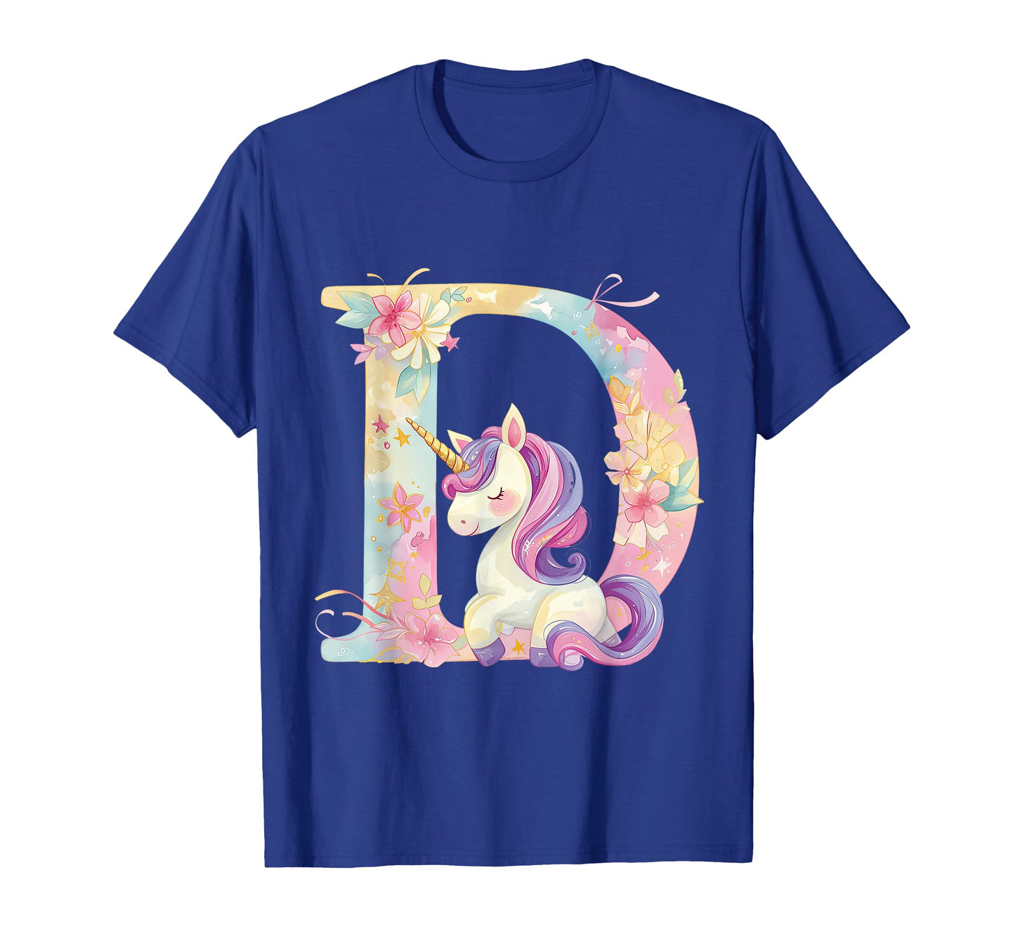 D Initial Letter Alphabet Unicorn Birthday Outfit Monogram D T-Shirt