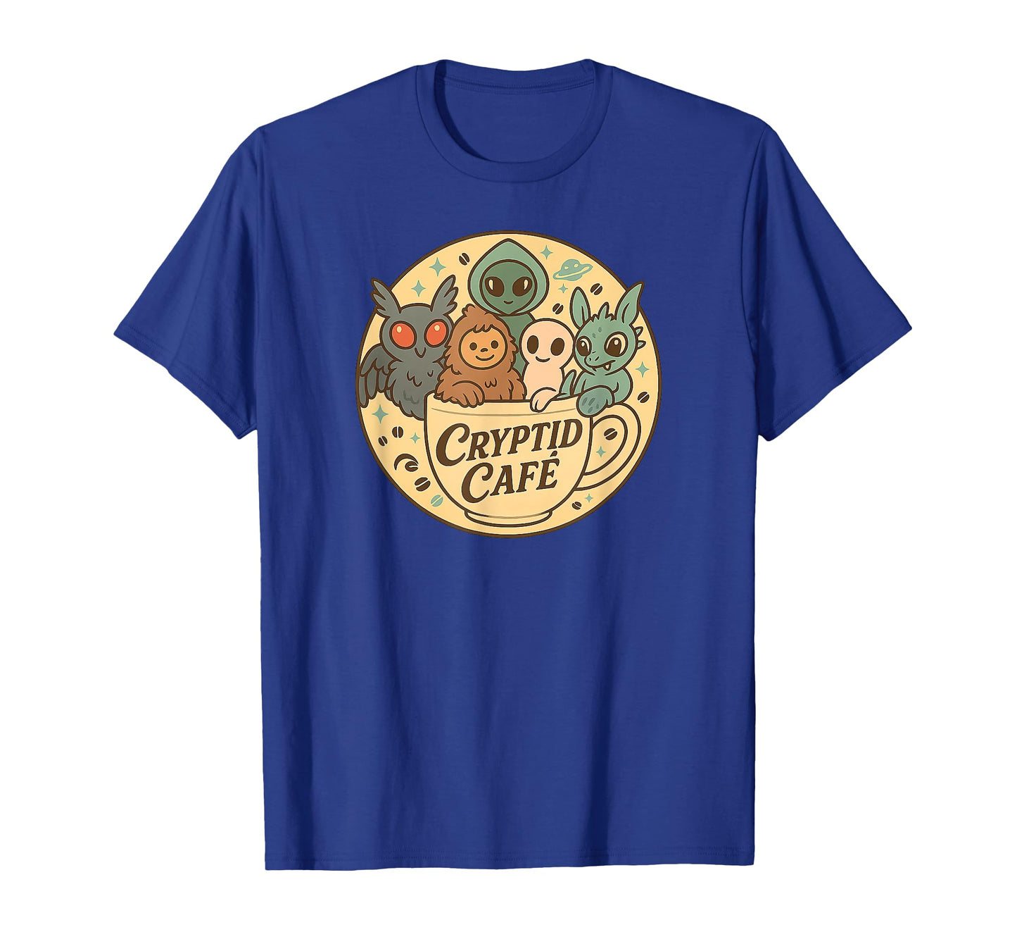 Sweet Mothman Cute Bigfoot Aliens Cryptid Cafe Cryptozoology T-Shirt