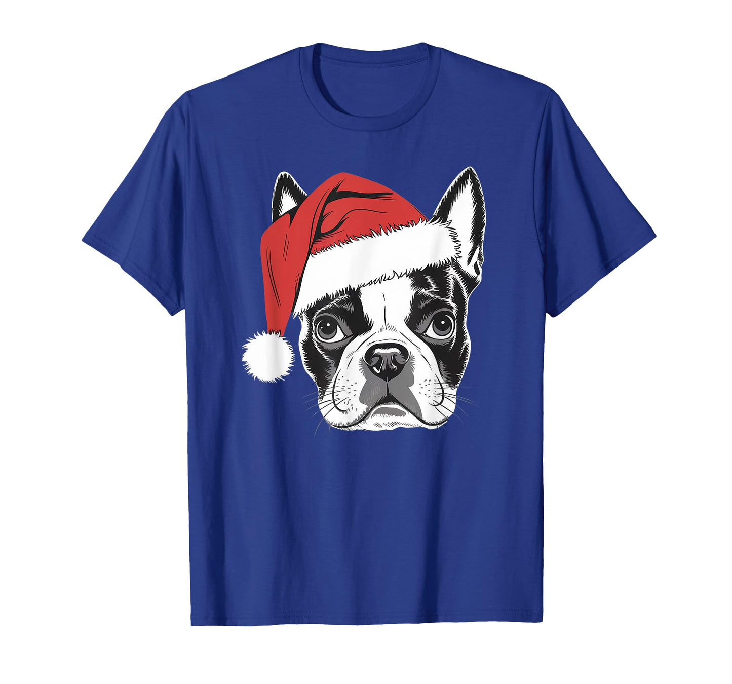 Joyful Boston Terrier Santa Dog on Boston Terrier Christmas T-Shirt for Men Women Kids