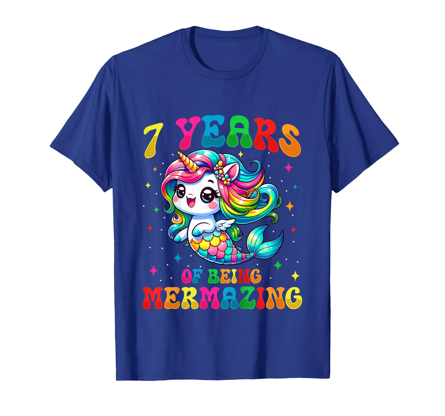 7 Years Old Mermaid Unicorn 7th Birthday Party Girls T-Shirt
