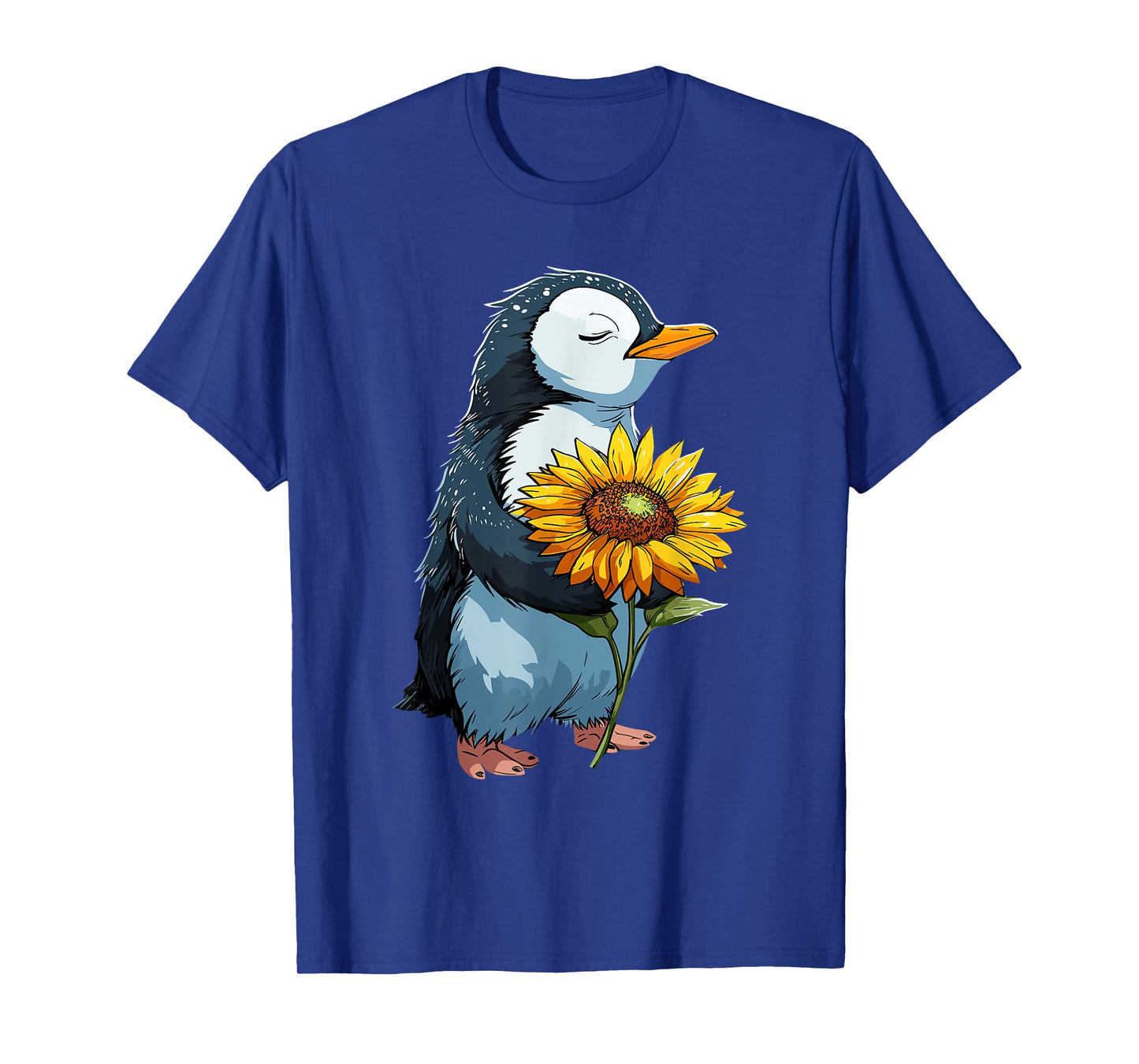Penguin Holding Sunflower Cute Penguin Lover T-Shirt